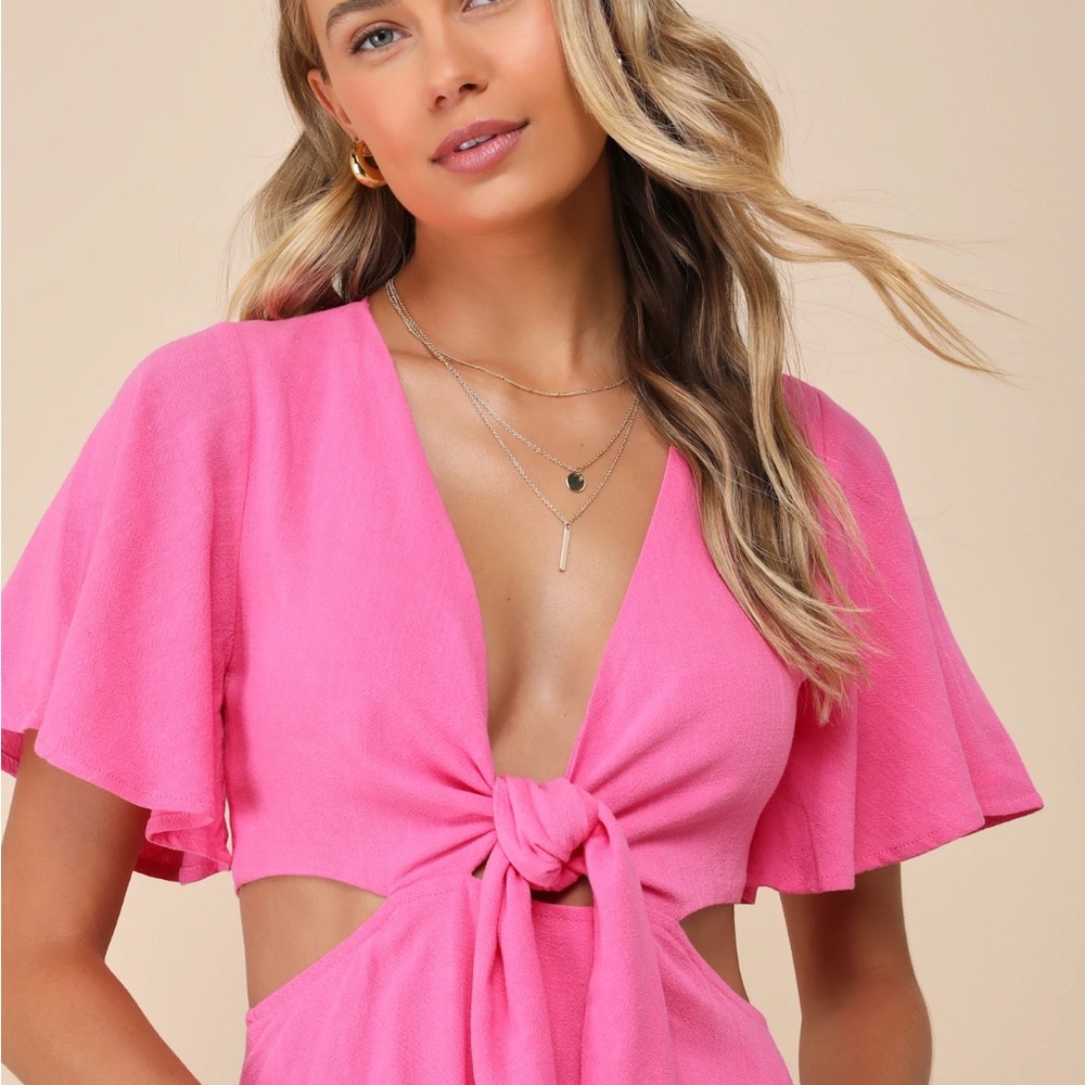 Lulus Pink Cutout Tie-Front Mini Dress
